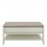 Coffee Table With 1 Drawer In Grey Washed Oak With Soft Grey Finish - Bremen