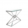 Console Table With Clear Glass Top Stainless Steel Frame - Rhombus