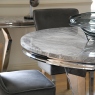 130cm Circular Dining Table Grey Marble Top Effect - Missano