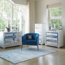3 Drawer Bedside Chest  Mirrored Silver & White - Bianca