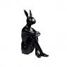 High Gloss Black Sculpture - Rabbit Figure Arms Folded