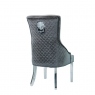 Velvet Dining Chair With Lion Head Handle In Grey Silver - Versailles