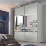 181cm Gliding Door Wardrobe - Mirror with Glitter Stripes in Silk Grey - Marlow