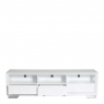 TV Stand White High Gloss With White Glass Top - Athena