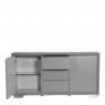 Sideboard Grey Matt Finish With Grey Frosted Glass Top - Athena