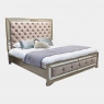Buttoned Headboard Bed Frame In Painted Eucalyptus & Mirror - Royale