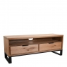 Small 2 Section TV Unit In Natural Brushed Oak & Black Legs - Holmwood