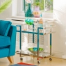 Trolley Table In Clear Glass & Polished Stainless Steel Frame - Trento