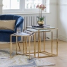 Nest Of 3 Tables With Clear Glass Top & Gold Steel Frame - Auric
