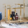 Trolley Table In Clear Glass & Gold Steel Frame - Auric