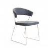 Dining Chair In Leather & P77 Chrome Leg - Connubia Calligaris New York