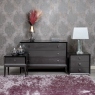3 Drawer Bedside Table In Dark Grey High Gloss Finish - Charente