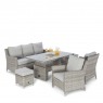 Sofa Rising Table Dining Set With Ice Bucket - Light Grey Rattan - Oyster Bay