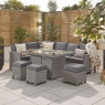 Left Hand Corner Dining Set With Firepit In White Wash Rattan - Bahama