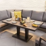 Corner Dining Set With Rising Table, Lounge Chair And Bench Footstool In Grey Aluminium - Jamaica