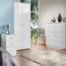 5 Drawer Bedside White High Gloss With Crystal Handles - Lincoln