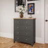 2 Over 3 Chest Grey Finish With Oak Top - Burham