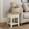 1 Drawer Lamp Table White Finish With Oak Top - Burham