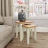 Nest Of 2 Tables White Finish With Oak Top - Burham