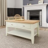 Large Coffee Table White Finish With Oak Top - Burham