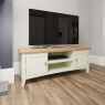 120cm Large TV Unit White Finish With Oak Top - Burham