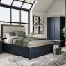 Large 3 Drawer Bedside Blue Finish With Oak Top - Farringdon