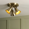 Rufus Antique Brass 3 Spotlight Plate Ceiling Light - Laura Ashley