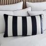 Mono Velvet Black & White Stripe Bolster Cushion - Style Sisters