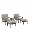 2 x Reclining Chairs With Footstools And High Coffee Table In Eco Fawn - Buenavista