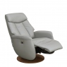 Swivel Power Recliner Chair In Leather/PU Husky With Round Walnut Base - Malmo