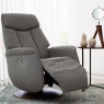 Swivel Power Recliner Chair In Leather/PU Husky With Round Walnut Base - Malmo