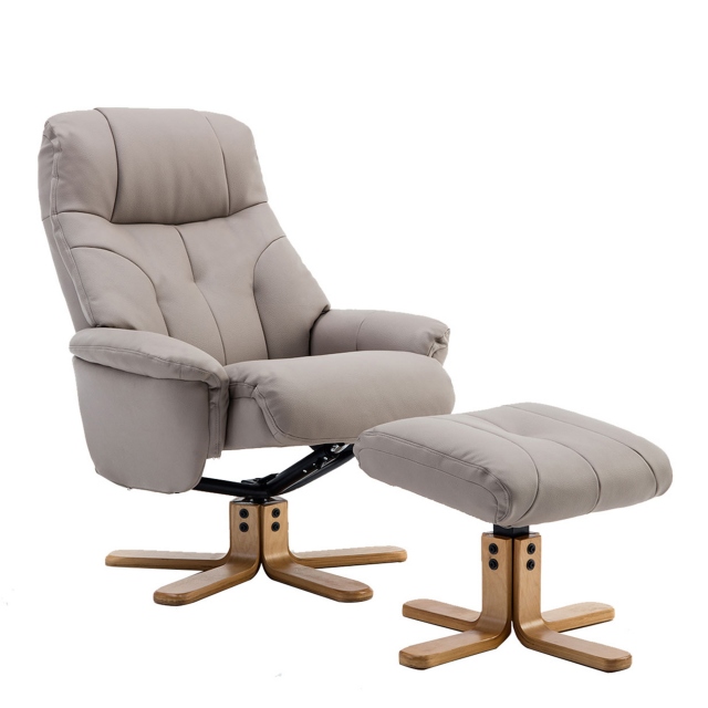 Swivel Chair & Stool In Leather Effect - Quebec