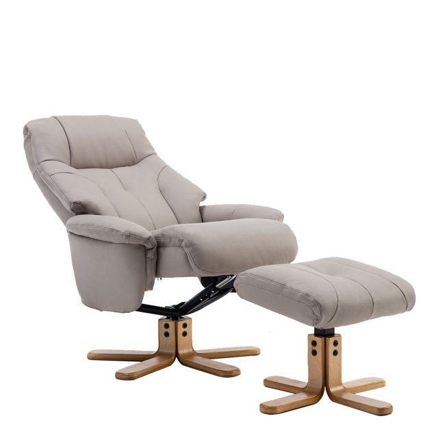 Swivel Chair & Stool In Leather Effect - Quebec